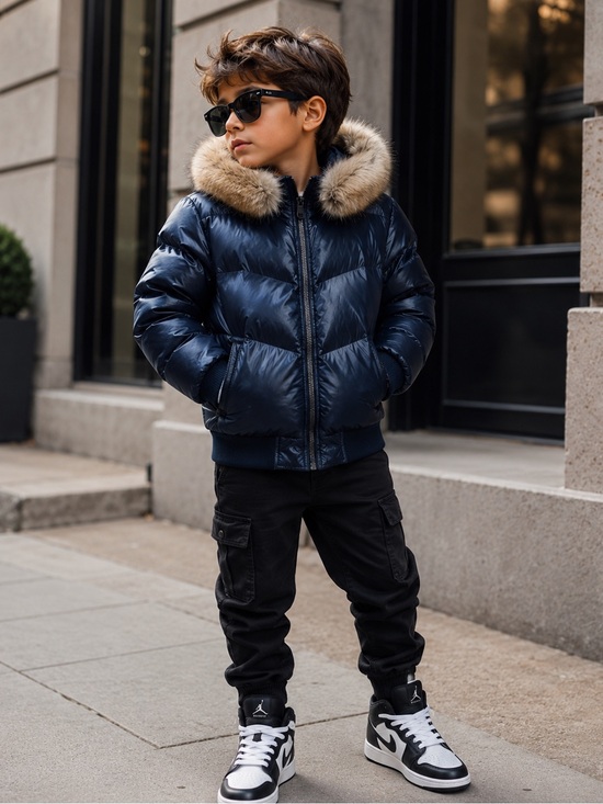 Jordan Craig Other - Navy blue Puffer Jacket with removable Faux Fur Collar kids size 7 like new kids